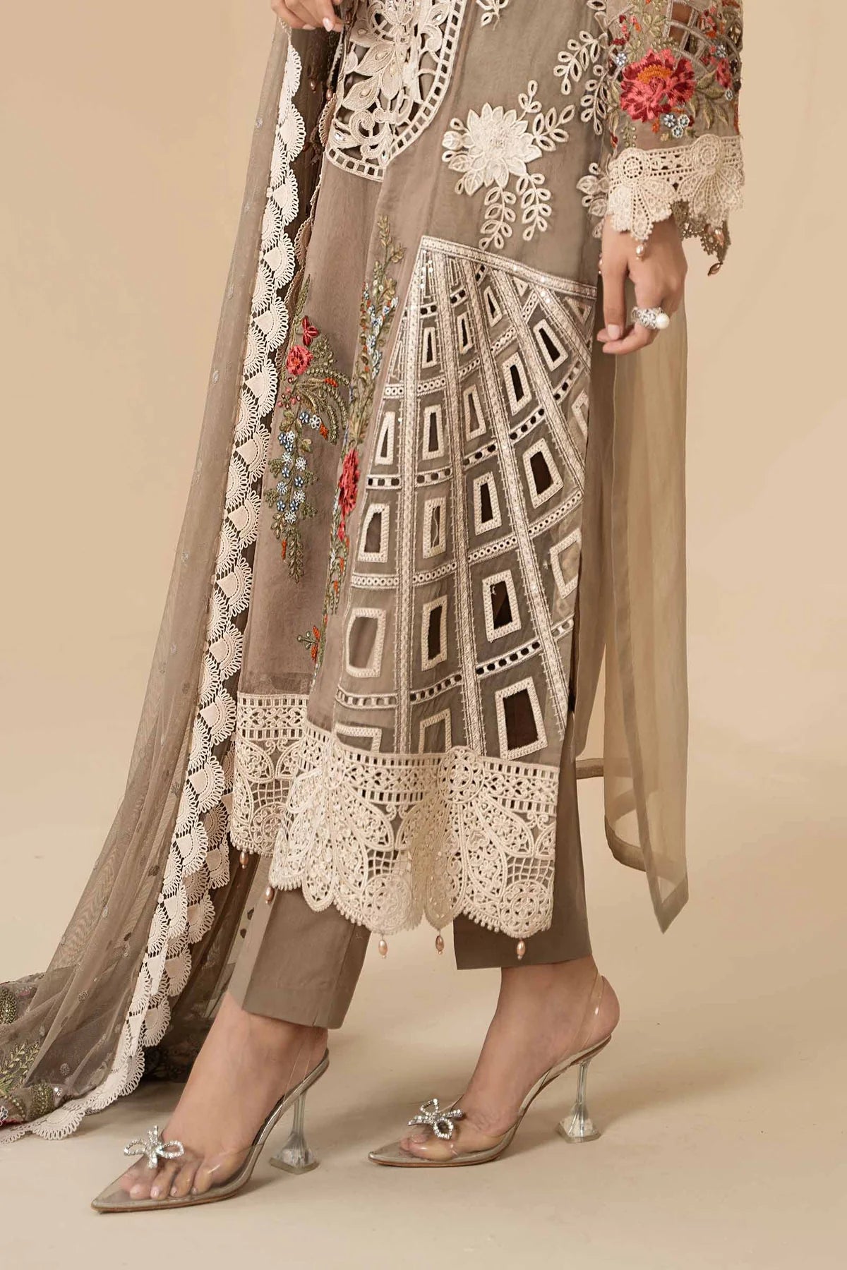 3 Piece Embroidered Organza Suit By Maria.B.