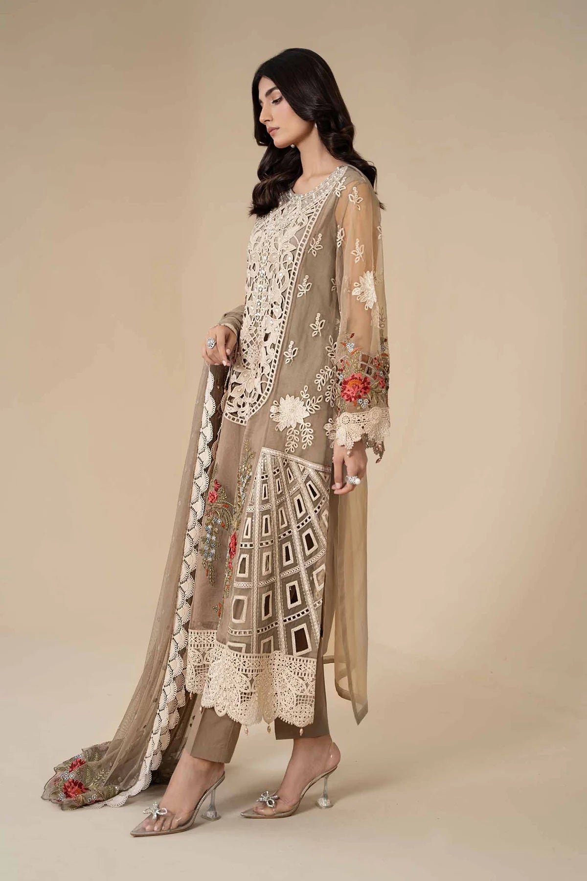3 Piece Embroidered Organza Suit By Maria.B.