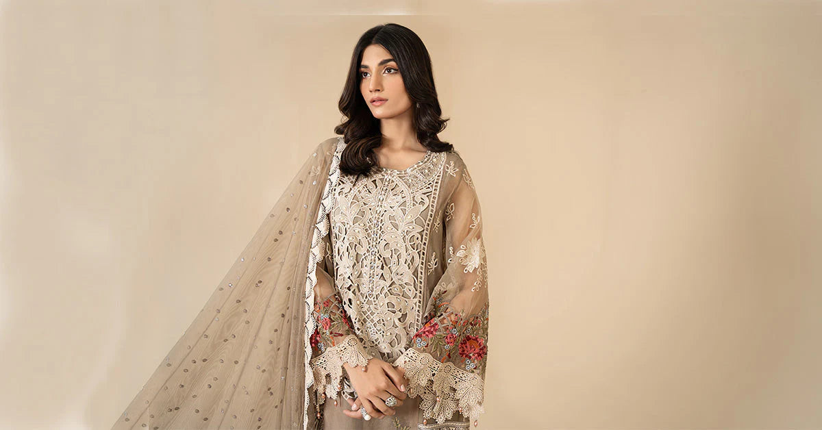 3 Piece Embroidered Organza Suit By Maria.B.