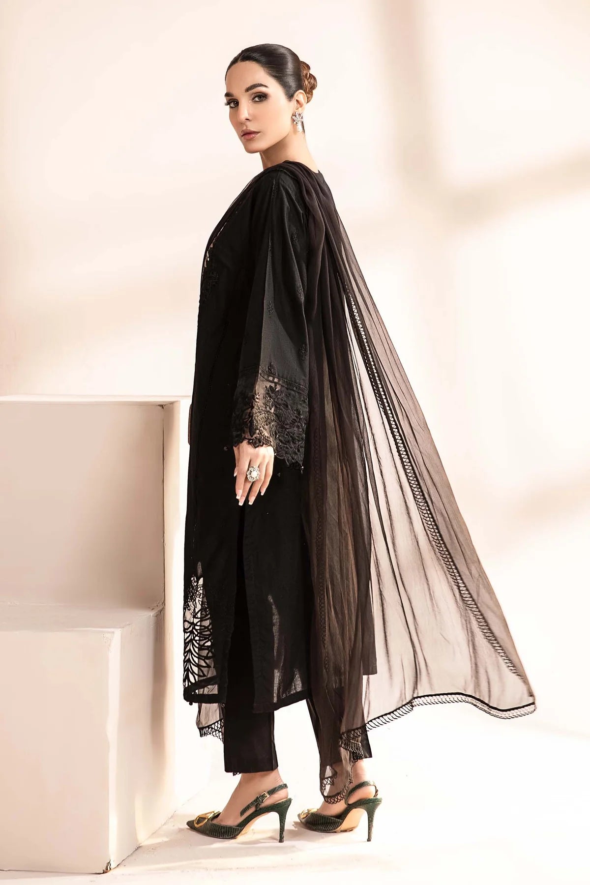 3 Piece Embroidered Self Jacquard Lawn Suit By Maria.B.