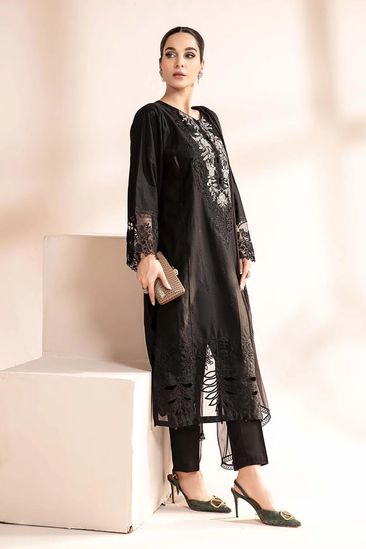 3 Piece Embroidered Self Jacquard Lawn Suit By Maria.B.
