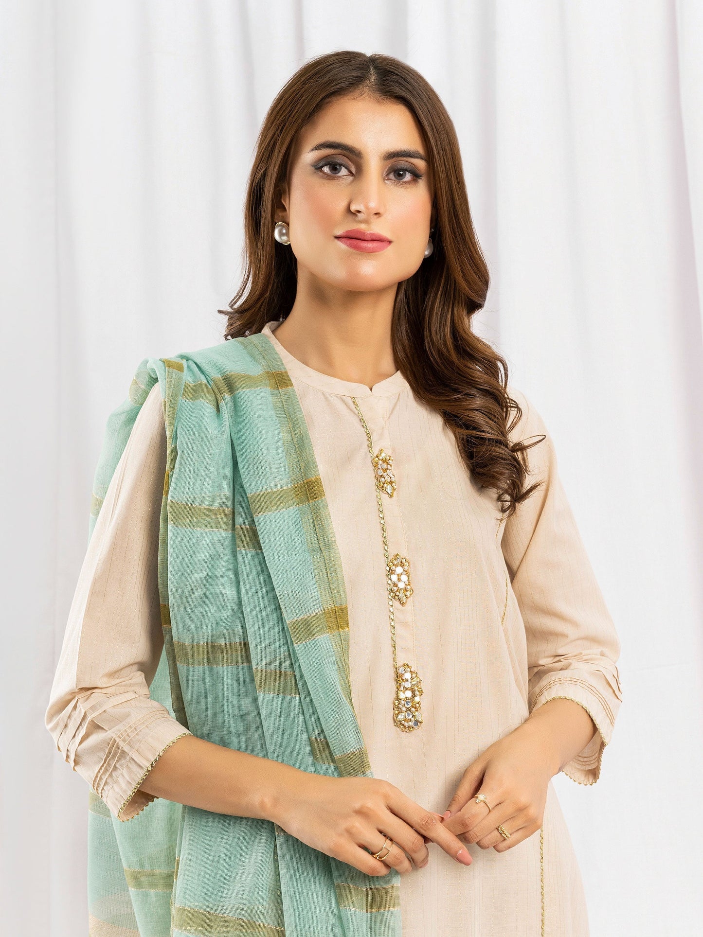 3 Piece Yarn Dyed Suit-Embroidered (Pret) By Limelight