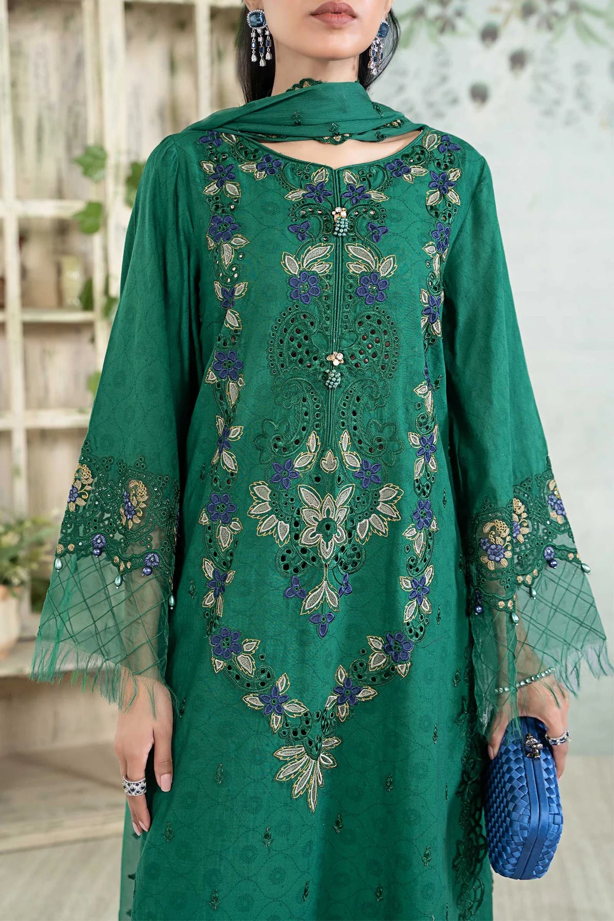 3 Piece Embroidered Jacquard Lawn Suit By Maria.B.
